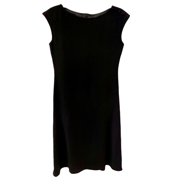 LRL Ralph Lauren Dress Womens 2 Black Sheath Ponte Button Shoulder minimalist - Picture 1 of 6